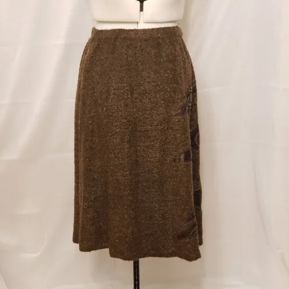 Vintage Moshita Couture 2 Piece Brown Outfit w/Faux Fur Collar and Trim, Size 16 - Picture 6 of 16